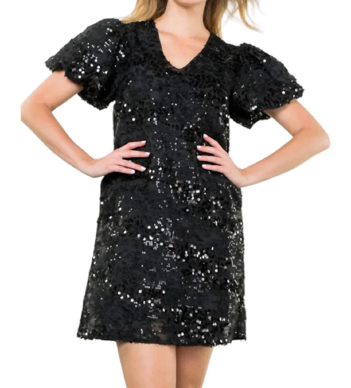 Sequin Mini Dress In Black