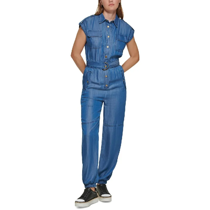 Karl Lagerfeld Paris Womens Chambray Dolman Jumpsuit