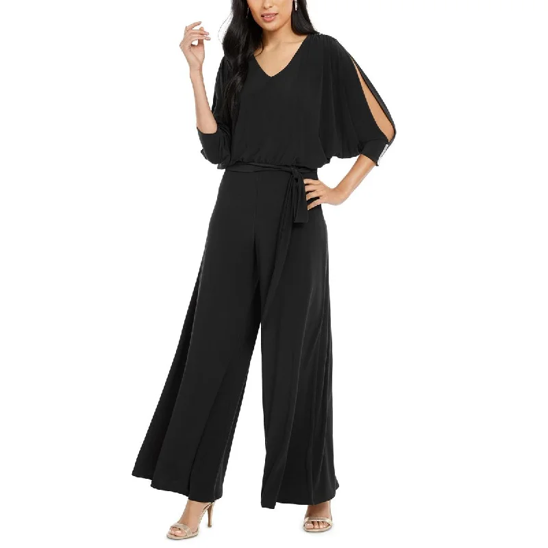 MSK Womens Petites Embellished Split-Sleeve Jumpsuit