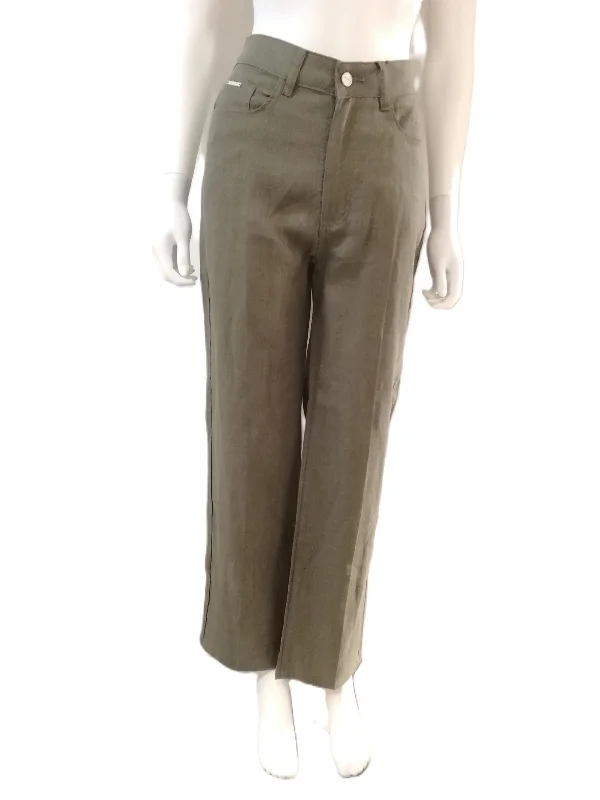 87321007 Wide Leg Linen Trousers -  Khaki