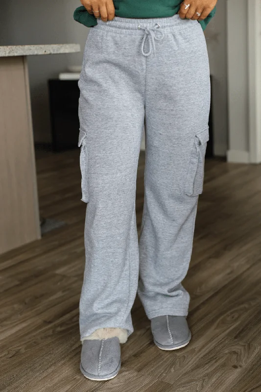 Grey Fleece Cargo Pants