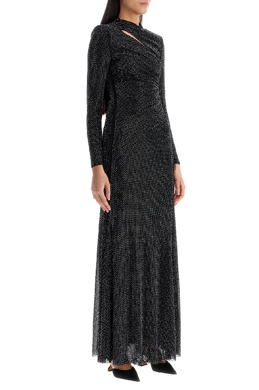 Self Portrait Long Mesh Dress With Rhinestones