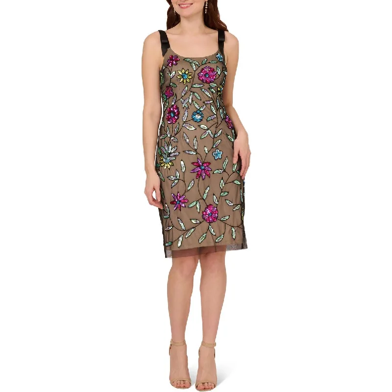 Womens Sequined Floral Cocktail And Party Dress