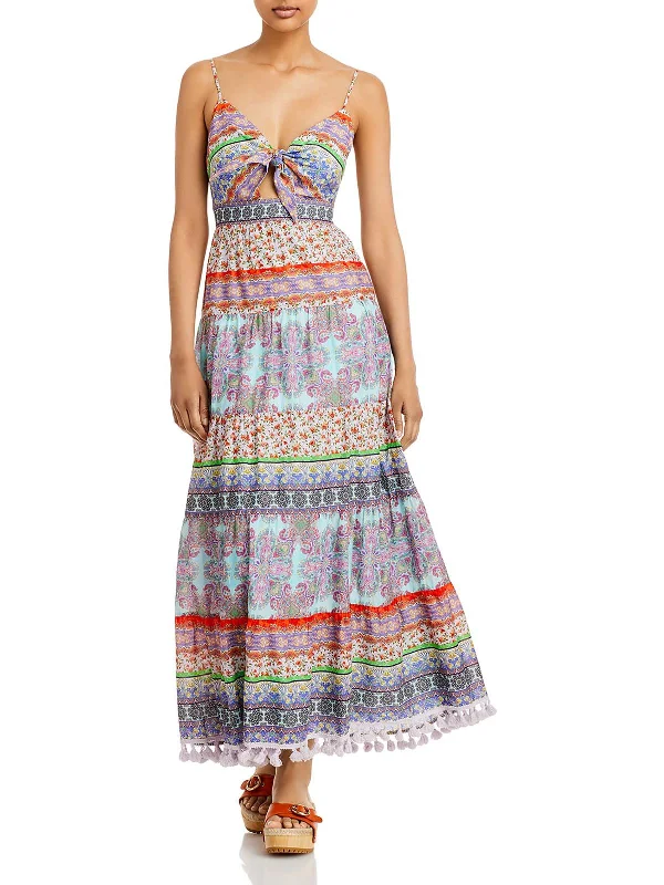 Womens Printed Maxi Fit & Flare Dress