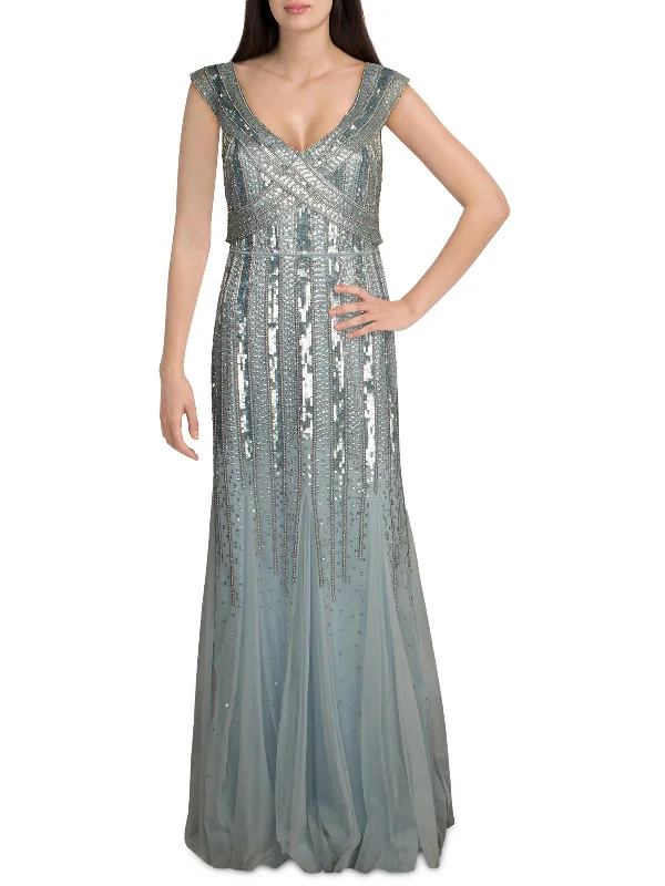 Womens Beaded Long Evening Dress