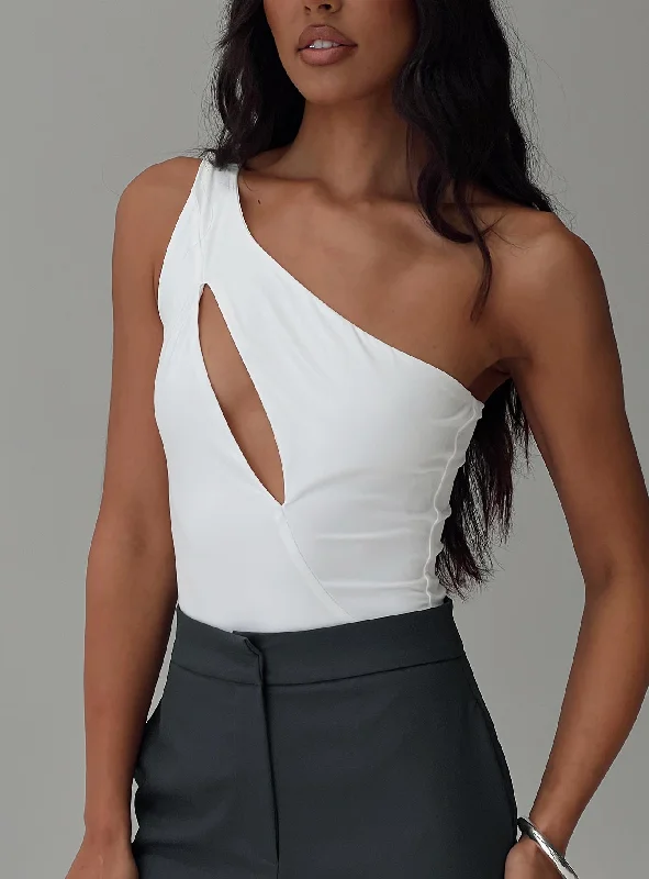 Gravin Cut Out Bodysuit White