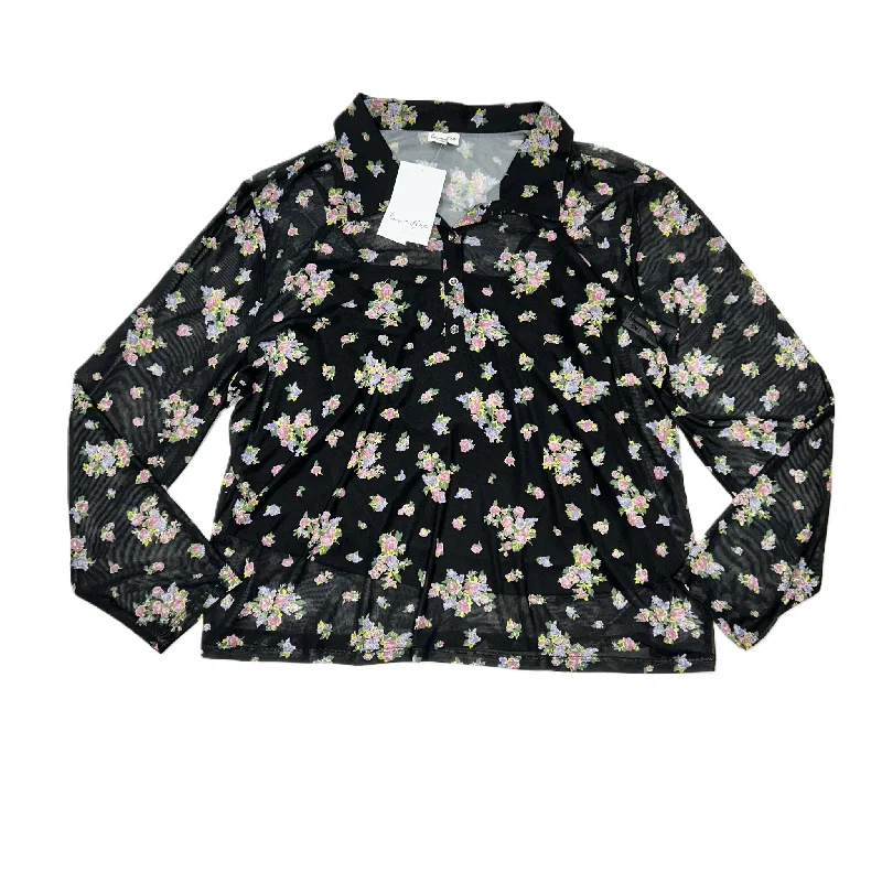 Top 2pc Long Sleeve By Love Fire In Black, Size: 3x