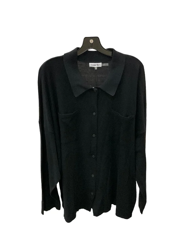 Top Long Sleeve By Calvin Klein In Black, Size: 3x