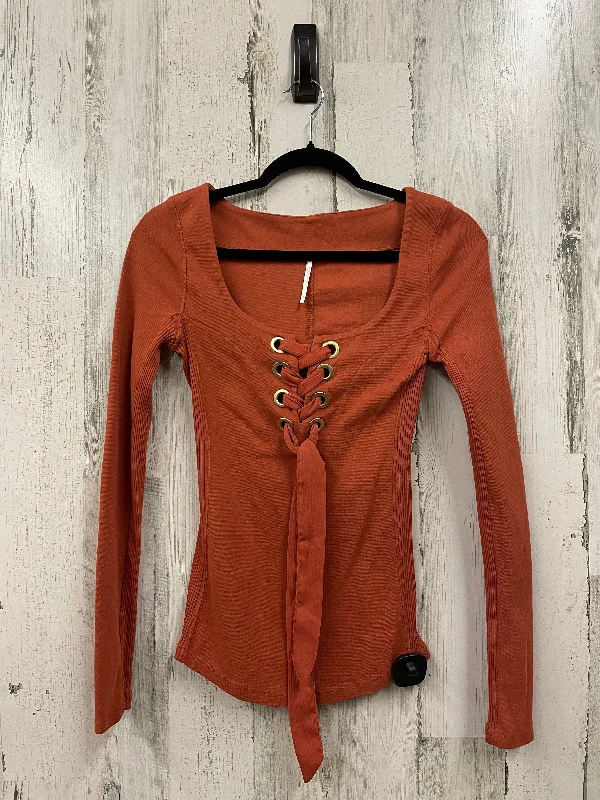 Top Long Sleeve By Free People In Orange, Size: S