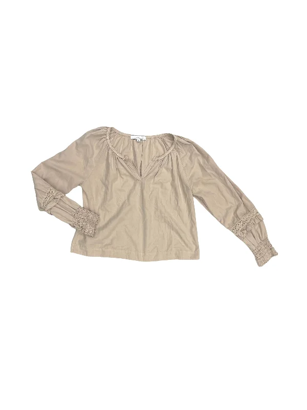 Top Long Sleeve By Red Haute In Tan, Size: S