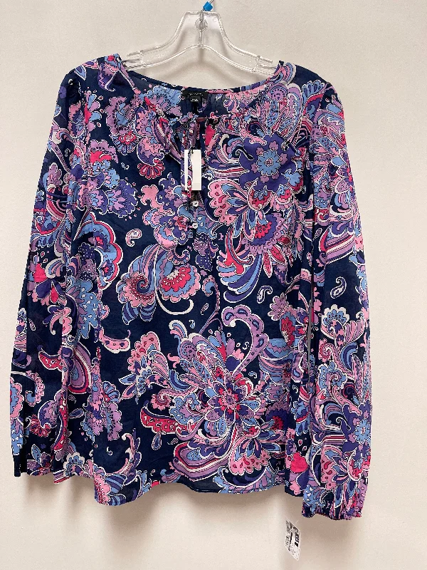 Top Long Sleeve By Talbots In Blue & Pink, Size: L